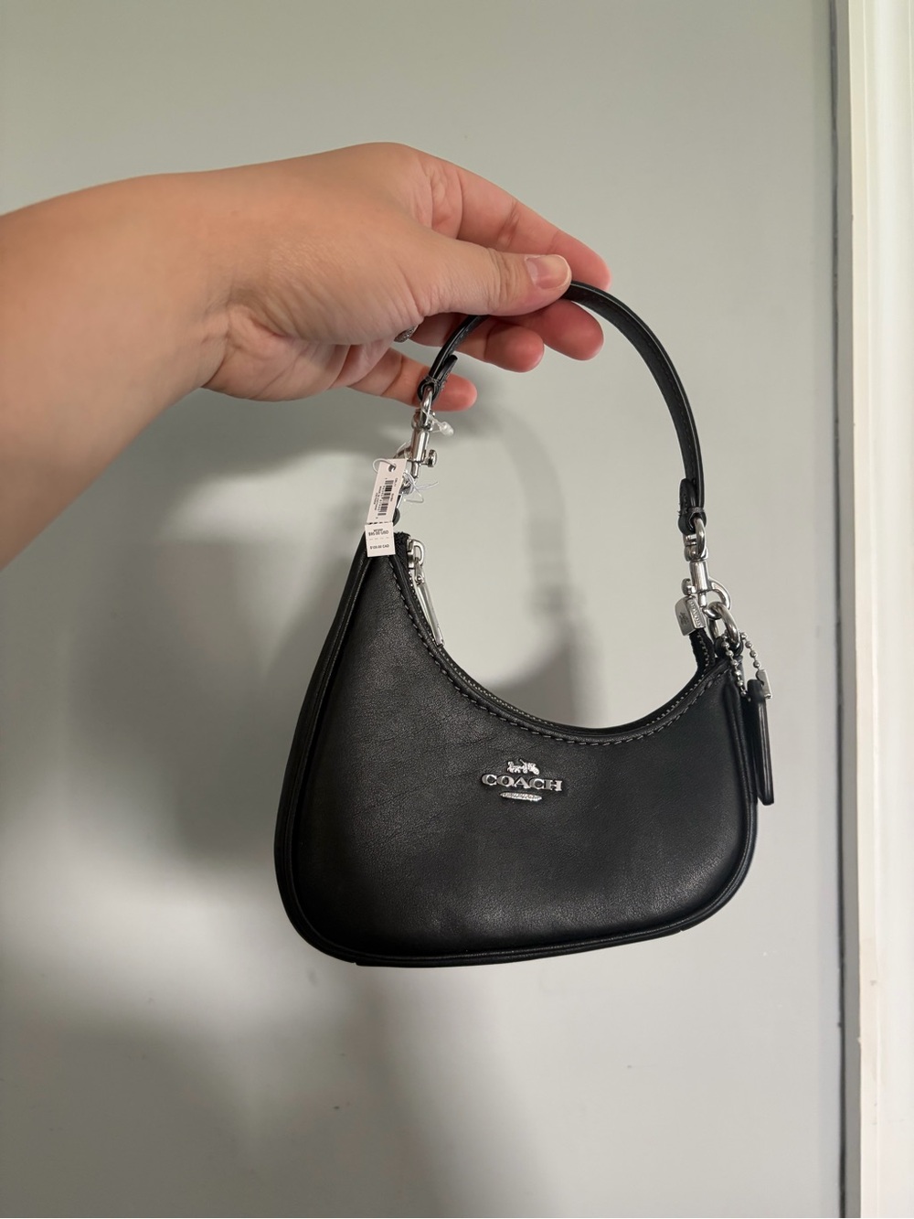 Coach Black Leather Mini Bag Charm